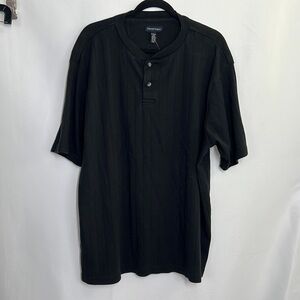 Denver Hayes 100% cotton men’s  XL black casual Henley with black piping